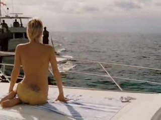 Hawt Blond Ashley Scott Sunbathing Topless On Yacht