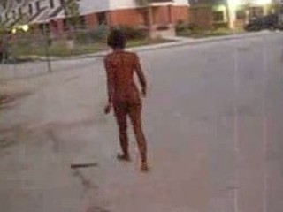 Slut streaking in her neighborhood